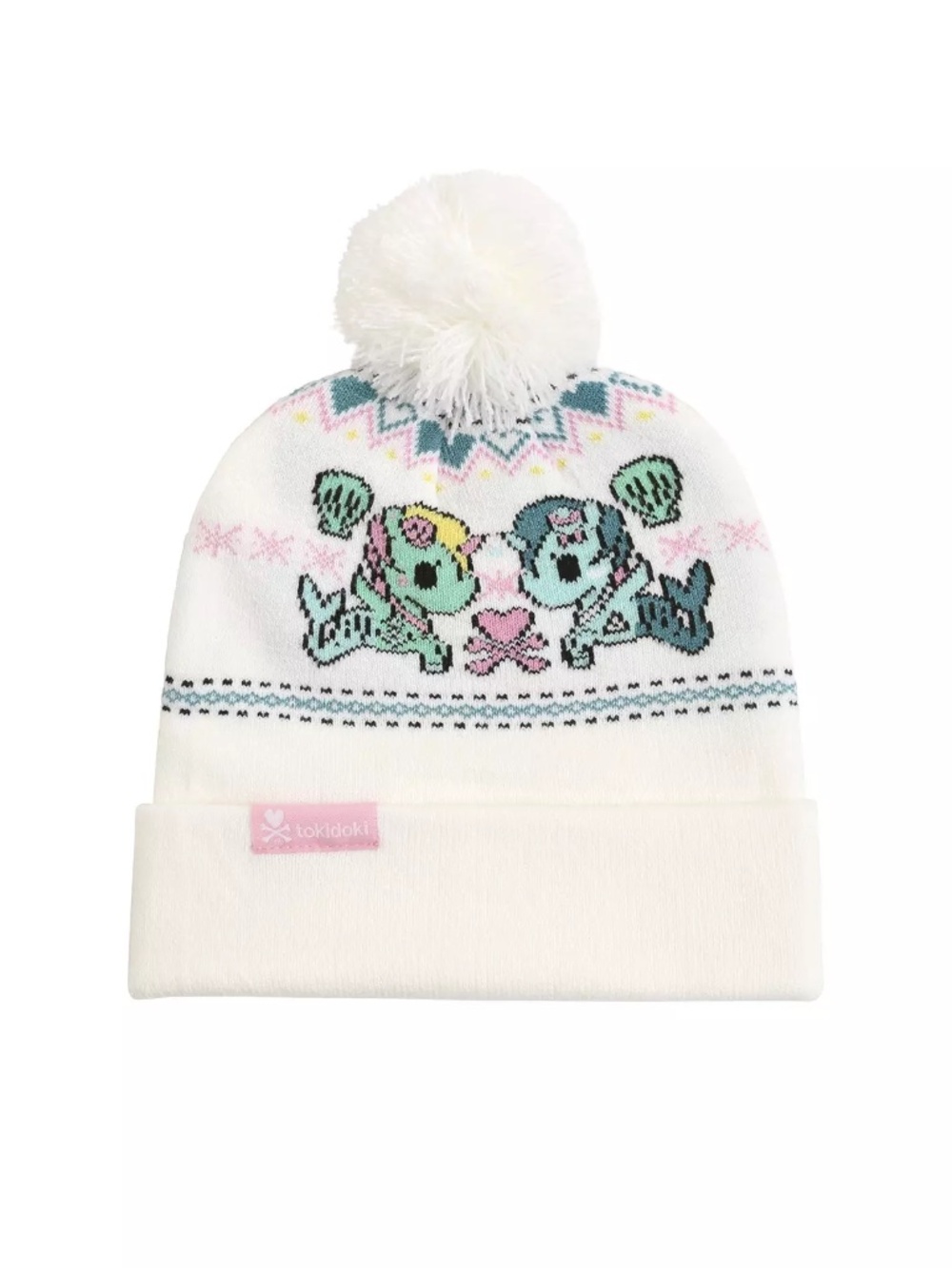 Tokidoki Mermicorno Intarsia Knit Mermaid-Unicorn Pom Pom Beanie